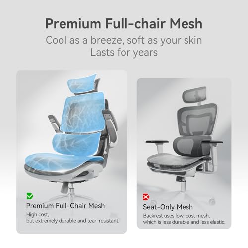 SIHOO M59AS Ergonomic Office Chair, Desk Chair with 3D Flip-up Armrests, Computer Chair with Dual Back Design and Adaptive Dynamic Lumbar Support
