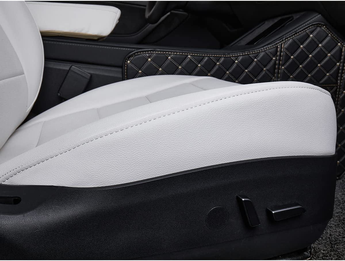 EKR Custom Fit Model 3 Car Seat Covers for Tesla Model 3 2017 2018 2019 2020 2021 2022 2023 - Full Set Leatherette (White)