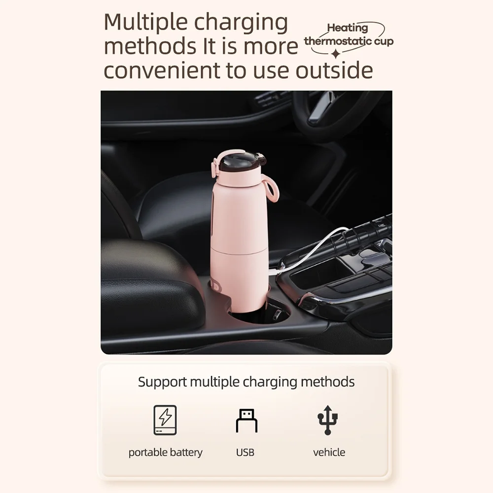 Aibecy Portable Warmer for Formula 300ml Capacity Precise Control Built-in Battery Wireless Instant Warmer Electric Kettle for Car Travel Outdoor