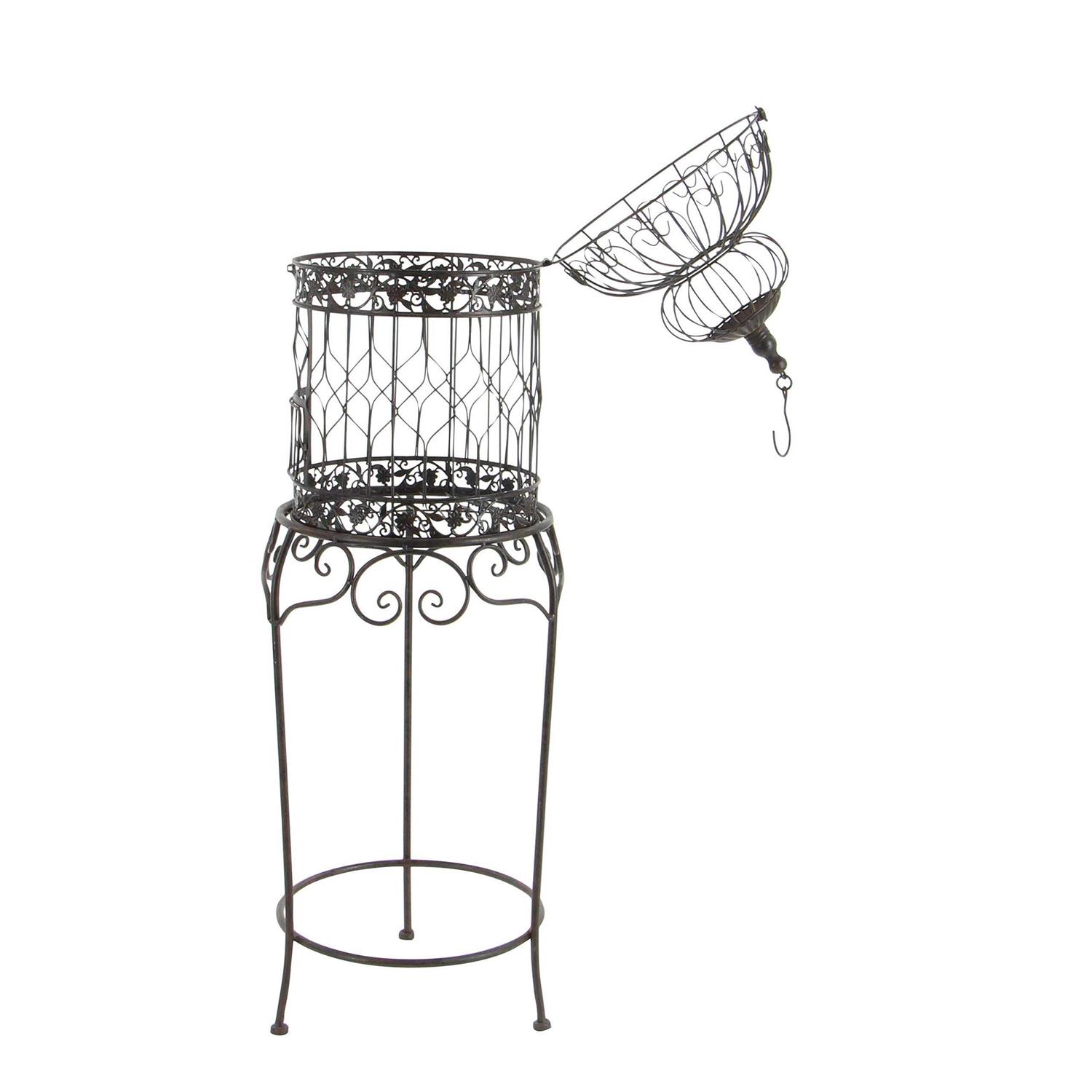 DecMode Black Metal Indoor Outdoor On Removable Stand Birdcage with Latch Lock Closure and Top Hook - Pet Supplies online store