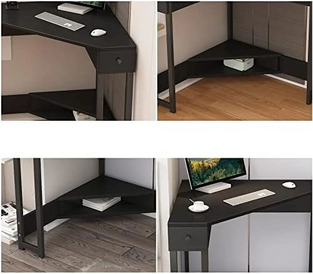 YZboomLife Corner Desk 31.5 Inch Triangle Computer Desk  Workstation with Drawer for Small Space  Small Corner Desk Space Saving with   for Home