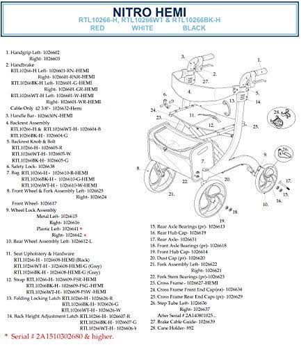Drive Medical RTL10266BK-H Nitro Euro Style Walker Rollator, Petite, Black