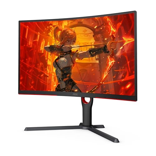 AOC CQ32G4VE 32" Curved Frameless Gaming Monitor 2K QHD, 1500R Curved VA, 180Hz, 0.5ms Response Time, 2X Display Port, 2X HDMI