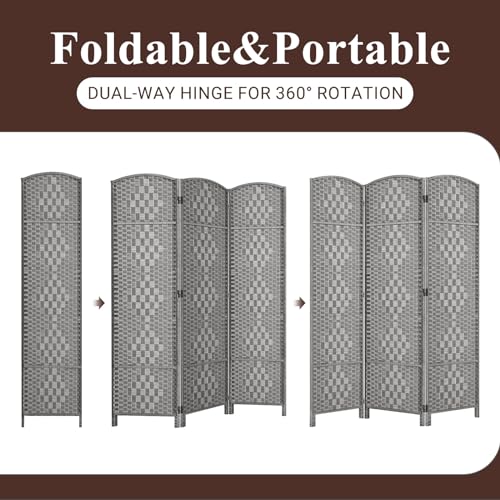 Room Divider, Room Dividers and Folding Privacy Screens, 16in Privacy Screen, 6 Panel Temporary Wall Partitions, 6ft Space Separation Panel Screen