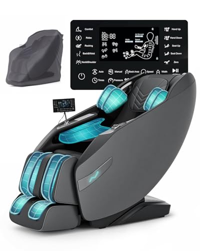 3D Full Body Massage Chair, Zero Gravity with Heat, 12 Auto-Modes, Shiatsu Foot & 55“ SL-Track, 28 Airbags, Footcare Massage, Grey