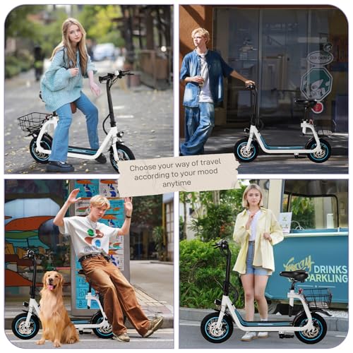 Winado Electric Scooters for Adults, 25Miles Long Range, 15.5MPH Top Speed, Foldable E-Scooter 450W Motor with 12" Pneumatic Tire, Seat, Wide Deck