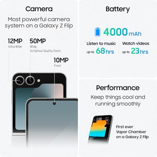 SAMSUNG Galaxy Z Flip 6 AI Cell Phone, 256GB Unlocked Android Smartphone, FlexCam, Photo Assist, Camcorder Mode, Live Interpreter, Foldable Design