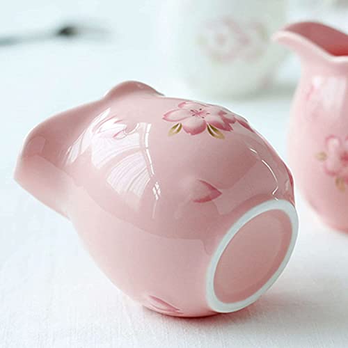 Ceramic Tableware Milk pots Ceramic Cream and Sugar Pot Creamer Jug Sugar Jar Coffee Serving Set Cream Pitcher-Pink-Milk Jug & Sugar Bowl Jars (Color