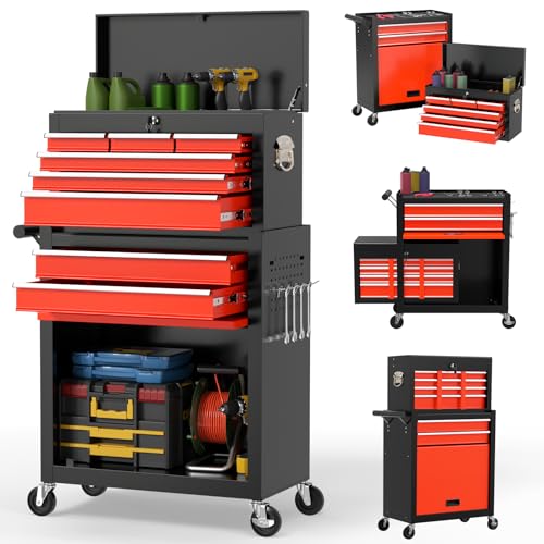 On Shine 8 Drawer Rolling Tool Chest, Large Capacity Rolling Tool Box with Wheels, Locking Mechanical Tool Chest