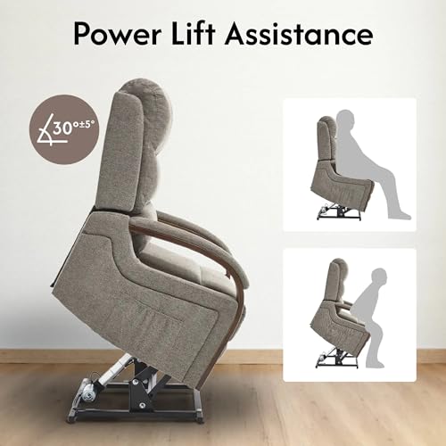 FLEXISPOT XL31 Power Lift Recliner Chair for Elderly, Electric Lift Chair with Massage & Heat, PU Leather Reclining Sofa w/Cup Holders