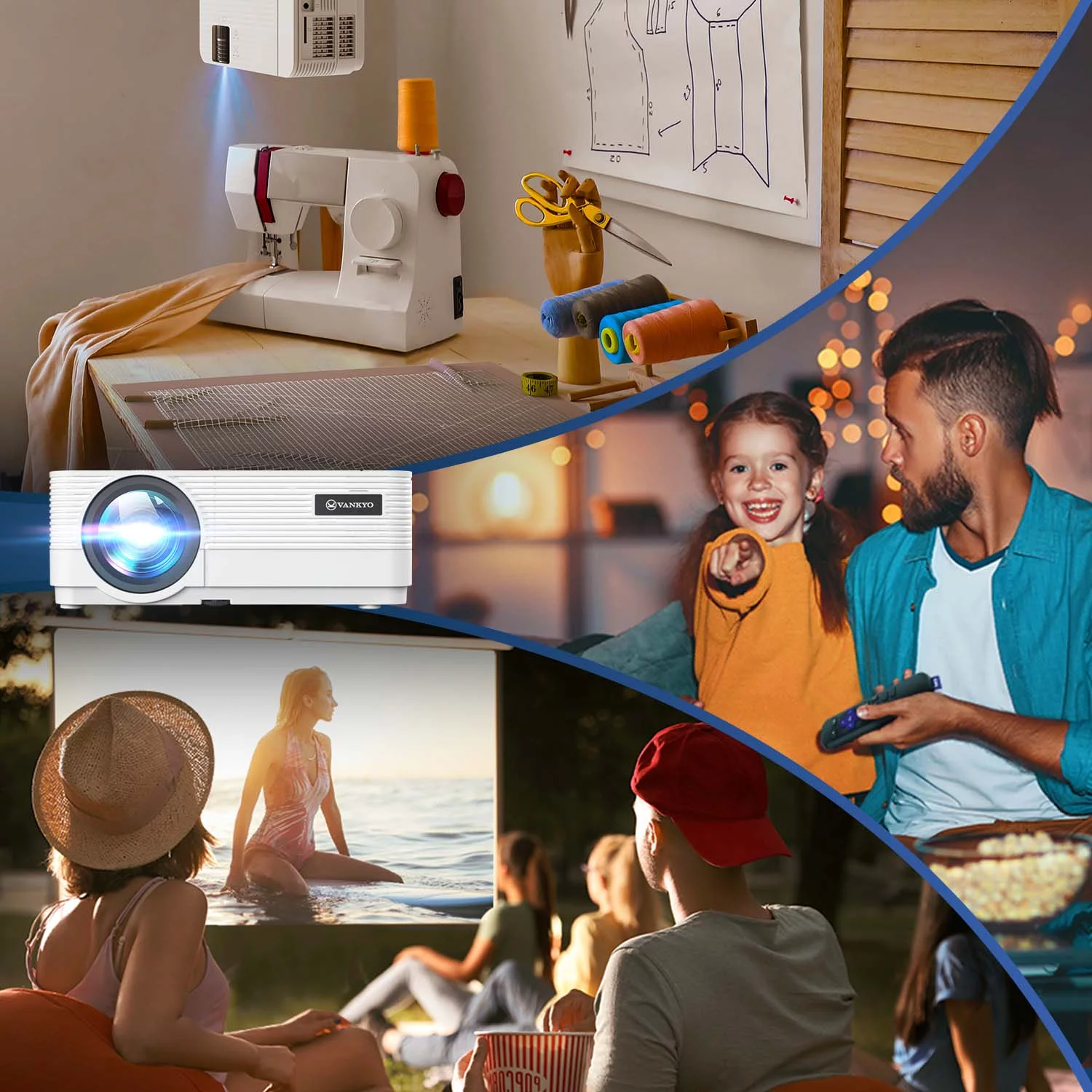 VANKYO Leisure 470 HD Mini Projector with Roku Express Streaming Player, 50000 Hrs LED Life, 240'' Display Screen for Home Theater & Outdoor Movies