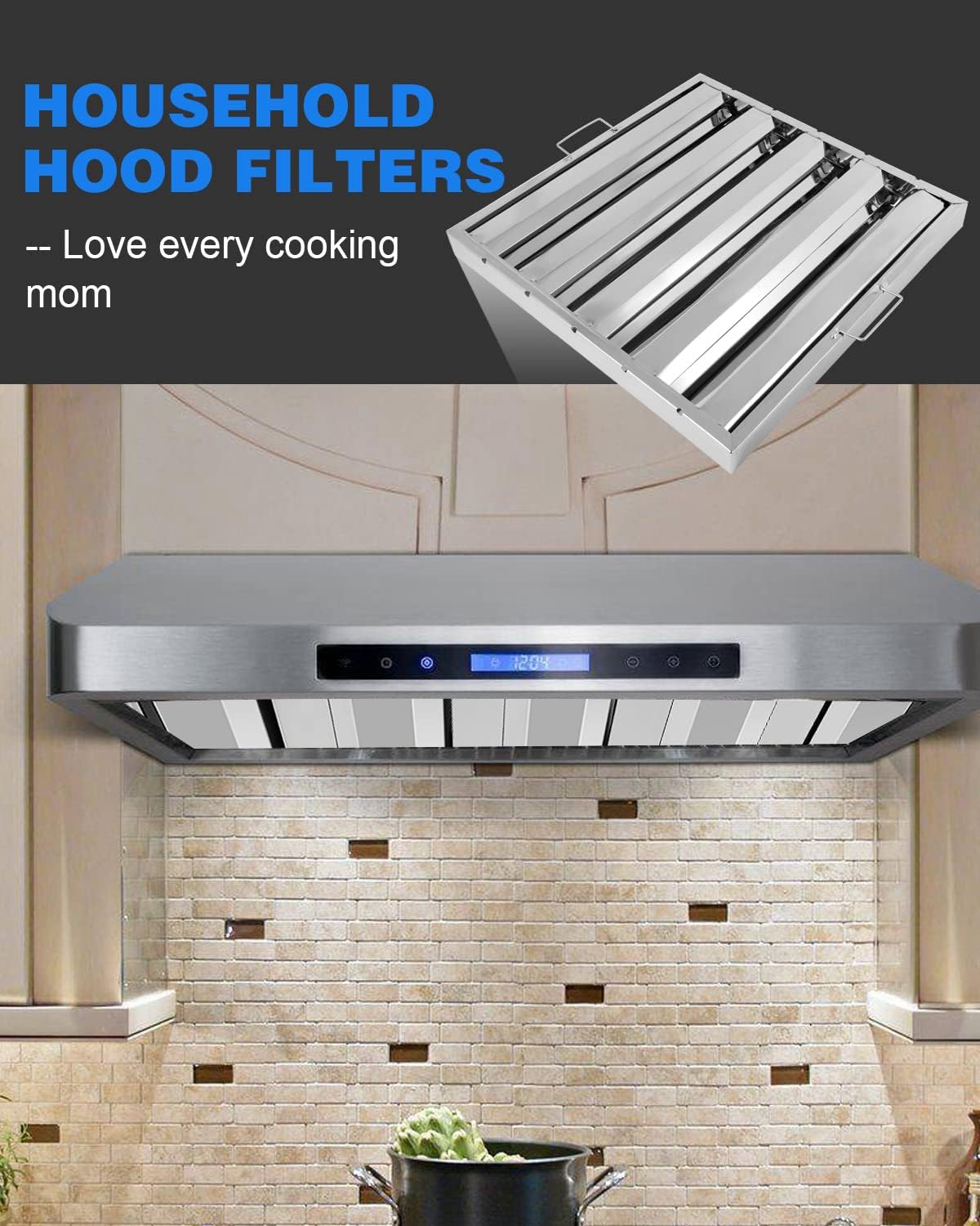 Hood Filters 19.5W x 19.5H Inch, 430 Stainless Steel 4 Grooves Commercial Hood Filters