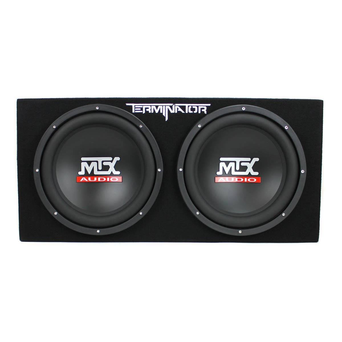 MTX TNE212D 12x22 1200W Dual Loaded Car Subwoofer Enclosure w/ Amplifier u0026 Wiring