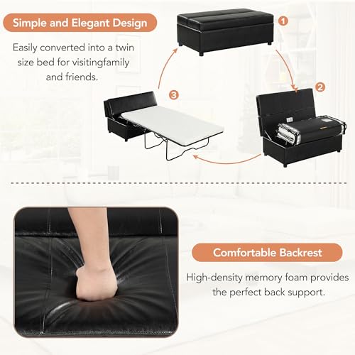 LUMISOL Folding Ottoman Sleeper Chair Bed with Mattress, Convertible Fold Out Sleeper Sofa Bed Guest Bed