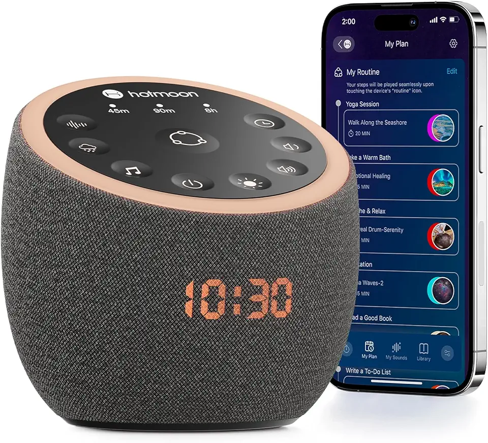 Sponsored Ad - Hotmoon Cocoon Pro White Noise Sound Machine With 361 Sounds for Baby Adult, Night Light, Sleeping Timer, App Control, Plug-in DIY