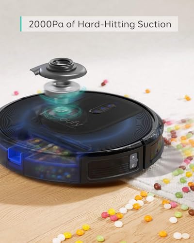 eufy Robot Vacuum C10 with Self Emptying, 8 Weeks Hands Free, Advanced Smart Mapping with LiDAR Navigation, 2.85-Inch Slim Design, Powerful Suction