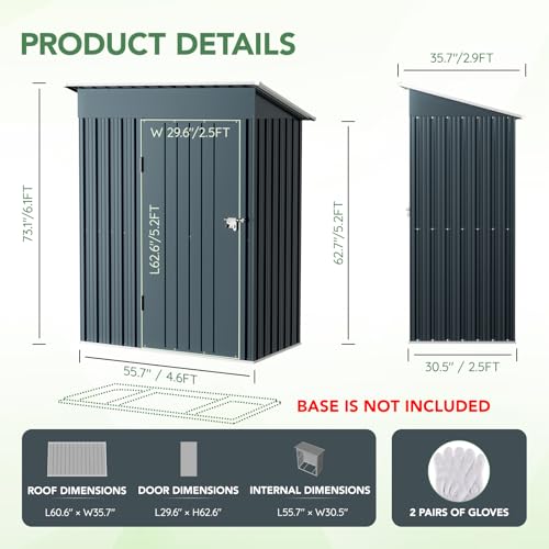 6x4FT Outdoor Steel Storage Shed with Clear Window, Lockable Doors, Weather-Resistant Metal Tool Shed for Garden, Backyard, Patio, and Utility Storage
