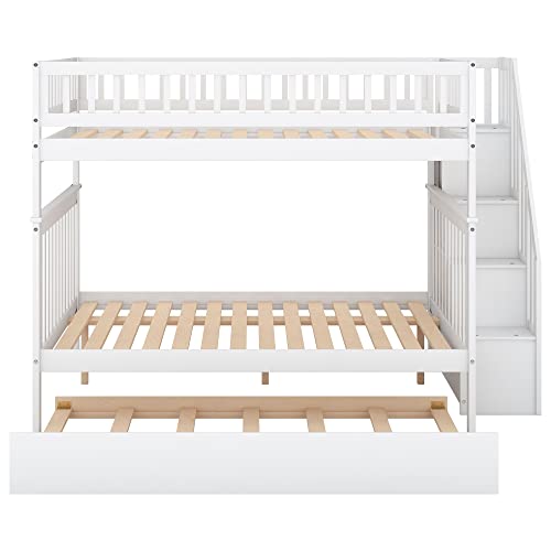 Harper & Bright Designs Twin Size Loft Bed with L-Shaped Desk and Stairs, Solid Wood Loft Bed Frame with Storage Drawers and Bookcase