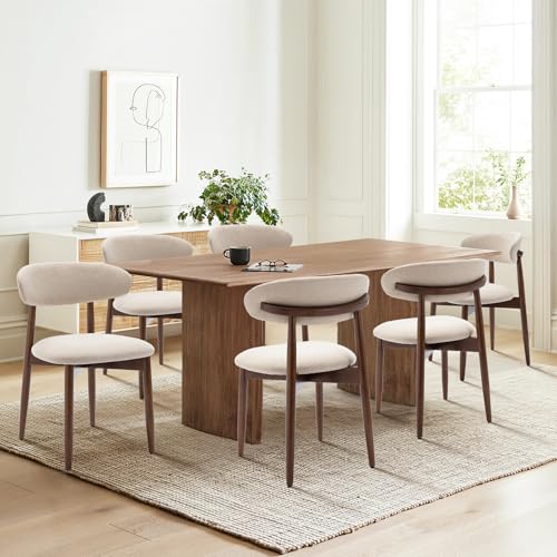 COLAMY Wooden Dining Chairs Set of 4, Modern Fabric Upholstered Dining Room Chair, Farmhouse Kitchen Chairs with Foot Pegs, Green