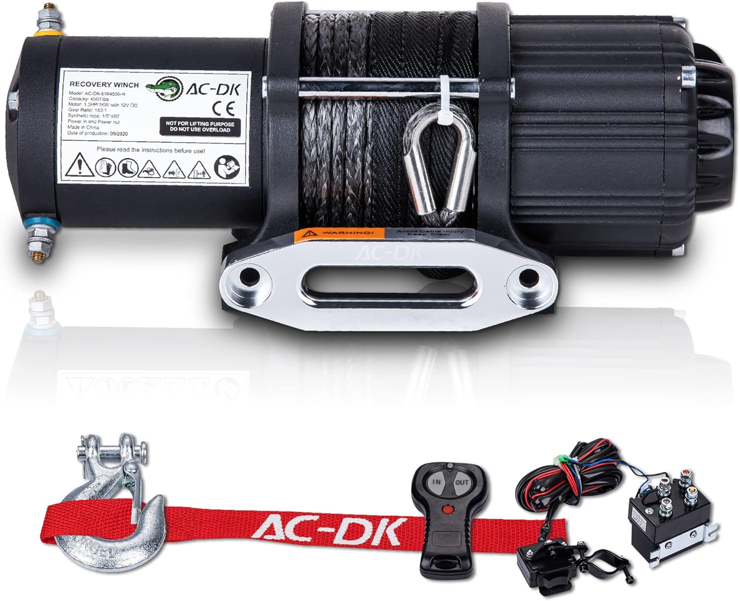 AC-DK 4500 lb Winch Electric Steel Rope ATV Winch Kit, 12V Winch for Towing ATV/UTV Off-Road Trailer