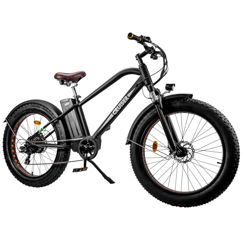 NAKTO 26" Electric Bike for Adults, 4.0" Fat Tire E-Bike with Peak 1500W Powerful Rear Hub Motor and Disc Brakes, Electric Bicycle with Battery Lock