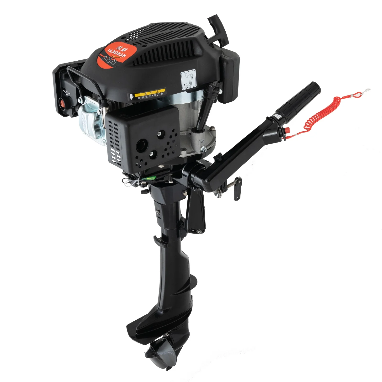 Loyalheartdy 6 HP 4 Stroke Outboard Motor 3.75KW Heavy Duty Boat Engine w/Single Cylinder Air Cooling System Tiller Control 15Km/h