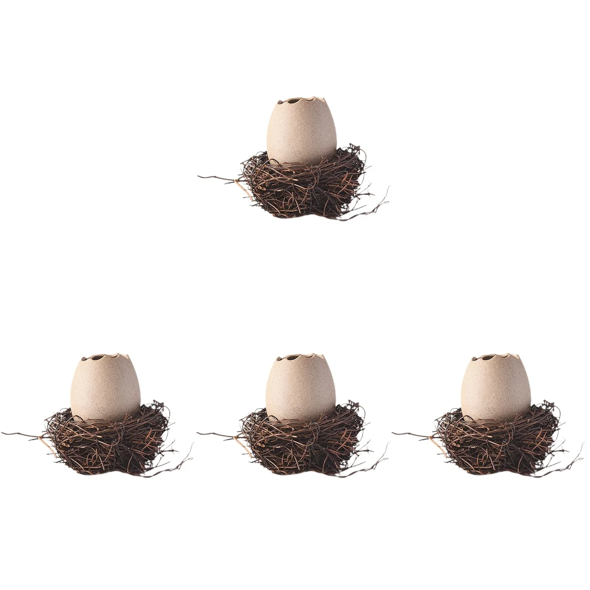 4 Sets  of Small Vase Eggshell Ceramic Vase Cracked Eggshell Succulent Planter with Bird Nest