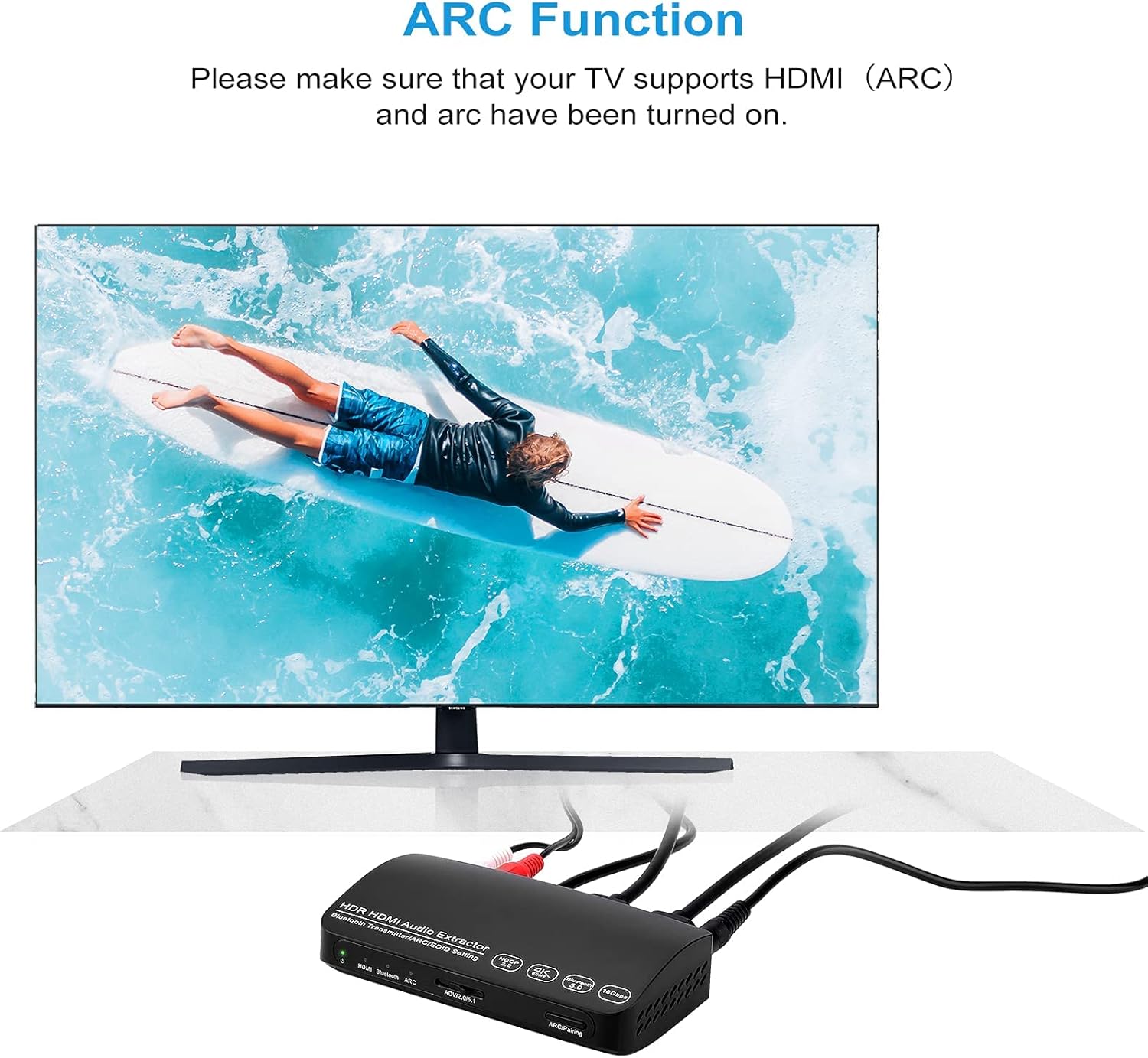 4K@60Hz HDMI2.0 Audio Extractor Converter with Bluetooth Transmitter