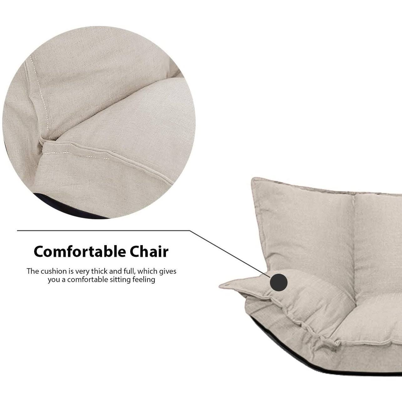 Lazy Sofa Futons Sets Adjustable Sofa TV Floor Couch Folding Sofa Bed Entertainment Beige