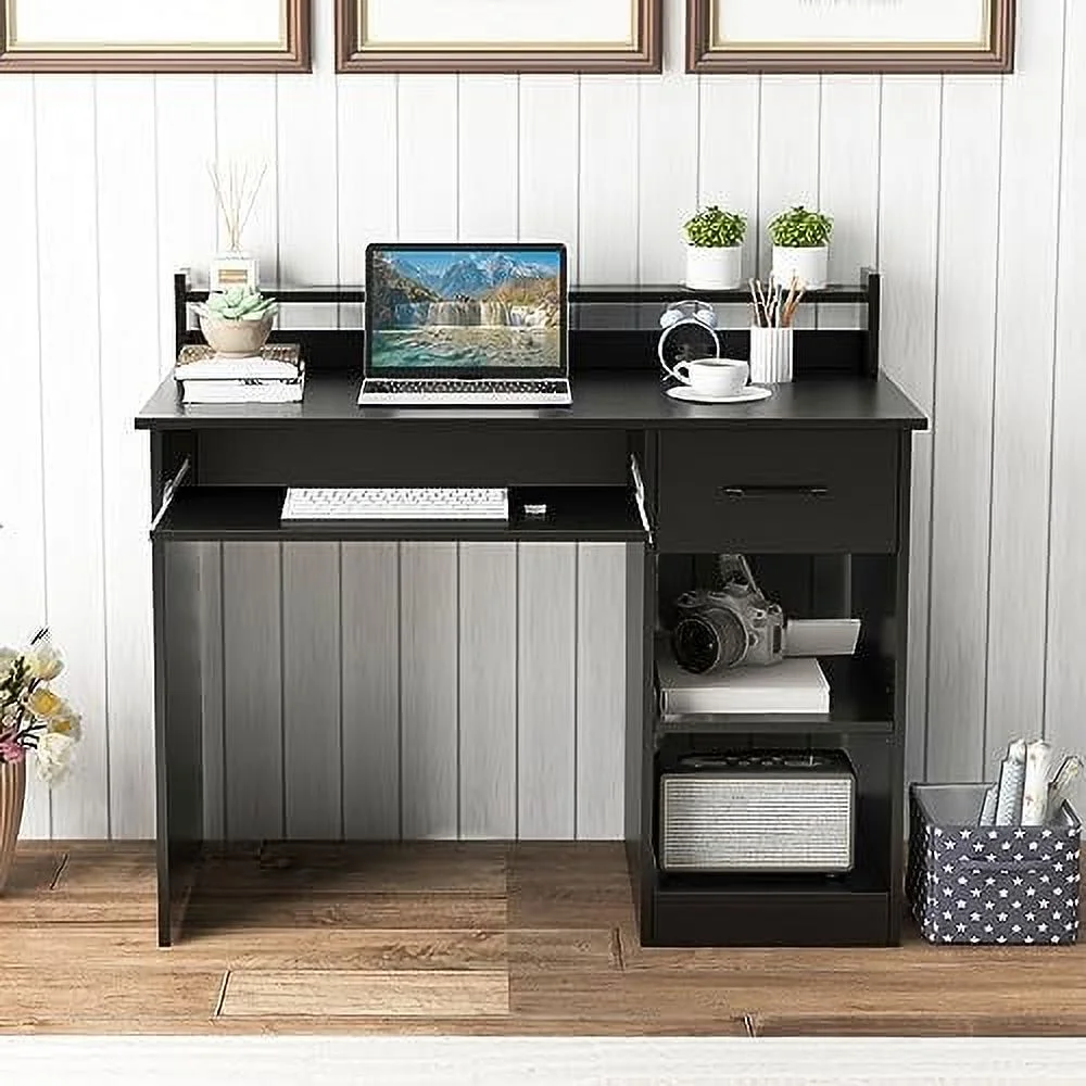 CCBIUOMBO Computer Desk  Office Desk with Drawers  Hutch  Keyboard Tray &amp