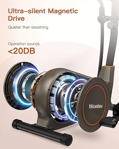 Niceday Elliptical Exercise Machine, Elliptical Machine for Home, Magnetic Elliptical Trainer with 15.5IN-19IN Stride, 16 Resistance Levels