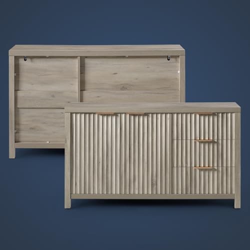 Fluted Sideboard Buffet Cabinet with Storage, 56" Large Buffet Modern Credenza with Adjustable Shelves