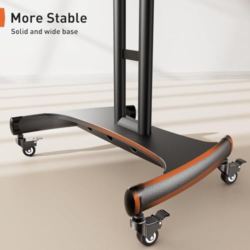 Perlegear Mobile TV Cart for 32-82 Inch Flat/Curved LED/LCD/OLED TVs Rolling TV Stand with Height Adjustable Shelf Max VESA 600x400mm up to 100lbs