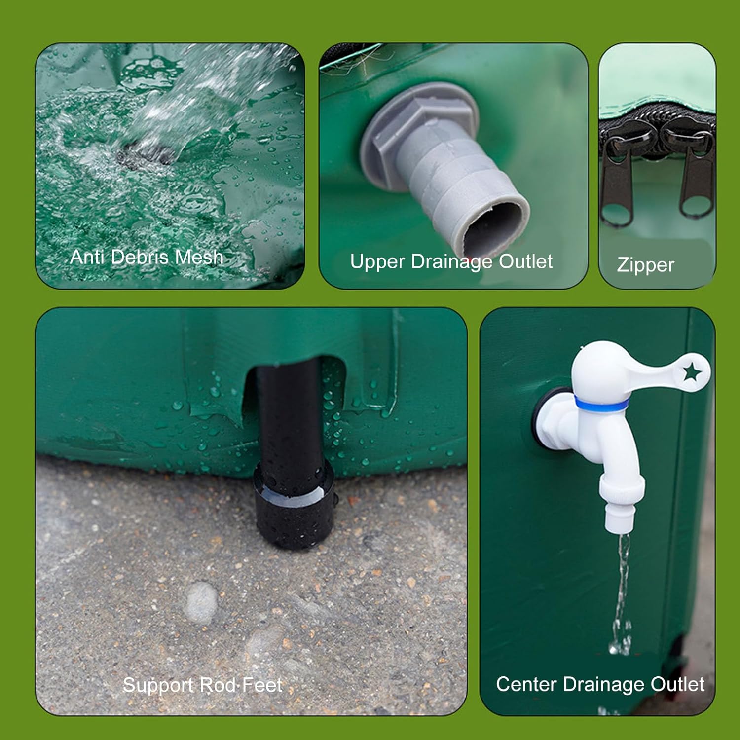 1000L Rain Barrel Rain Water Collection,Collapsible Water Barrel Portable Rain Catcher Barrel