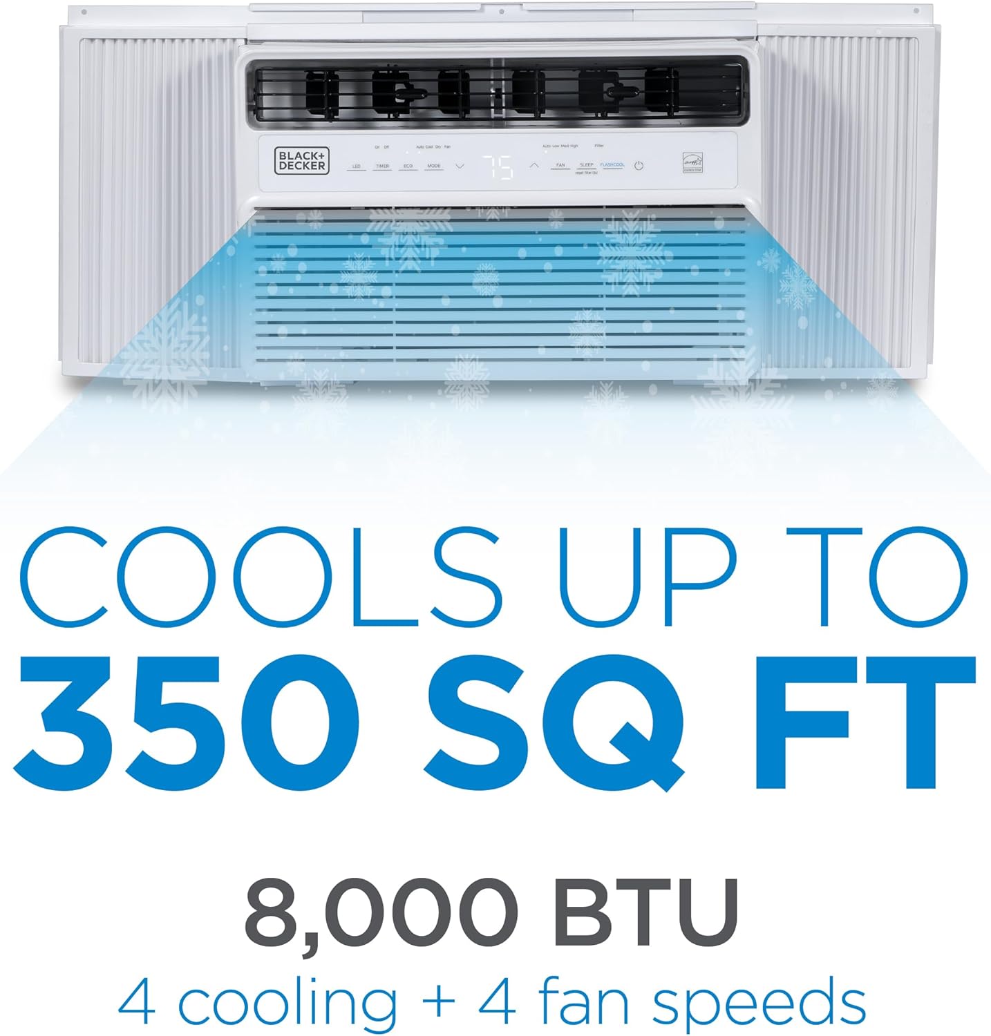 BLACK+DECKER 8,000 BTU Inverter Window Air Conditioner, Window AC Units for Up To 350 Sq. Ft., ENERGY STAR Rated AC Unit