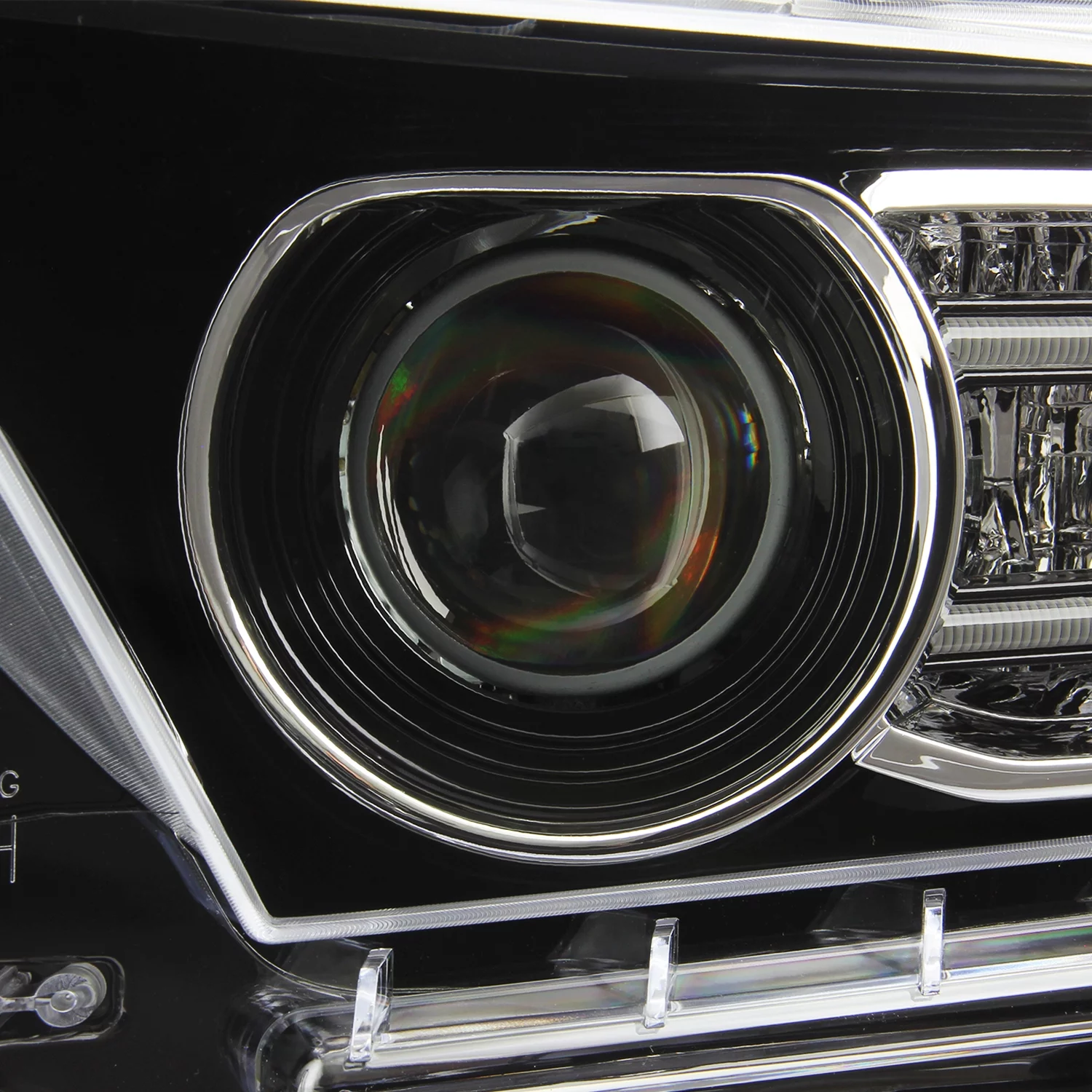 AKKON - Fits 2010 2011 2012 2013 2014 Ford Mustang Halogen Type LED Tube Projector Black Headlights Pair
