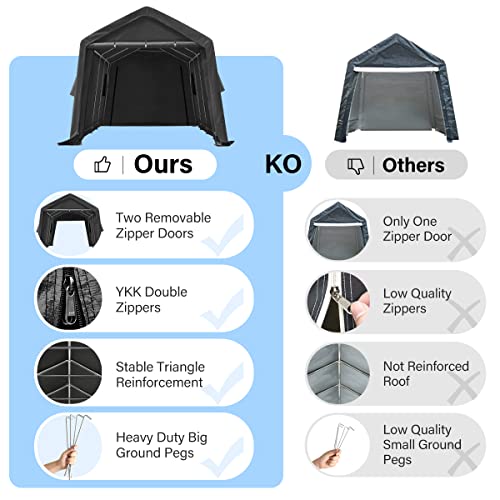 ADVANCE OUTDOOR 10x10 ft Heavy Duty Outdoor Patio Portable Canopy Storage Shelter Shed Carport with 2 Roll up Zipper Doors & Vents for Snowmobile