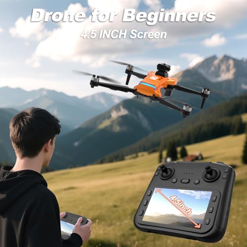GPS Drone with 4K Camera 4.5" LCD RC Screen for Adults,Follow me Drone Professional Auto Return Home Circle Fly