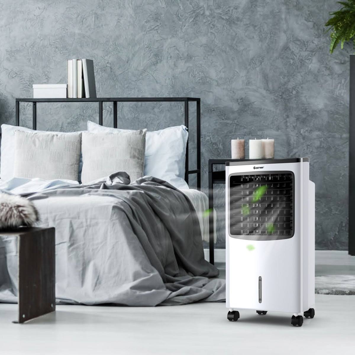 Costway Portable Cooler Fan Filter Humidify Anion w/ Remote Control - Black