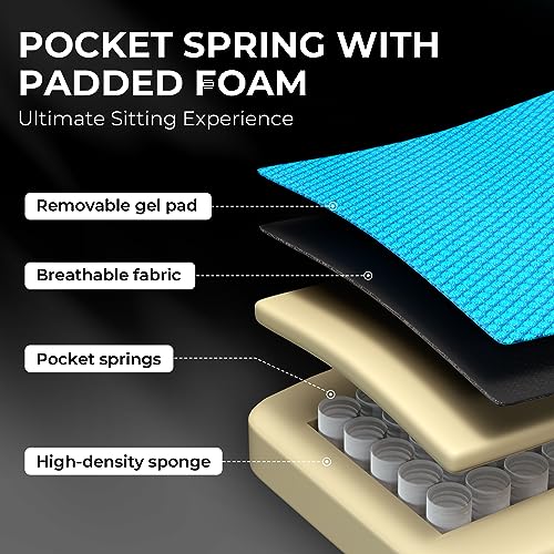 Dowinx Gaming Chair Breathable Fabric Computer Chair with Pocket Spring Cushion, Comfortable Office Chair with Gel Pad and Storage Bag