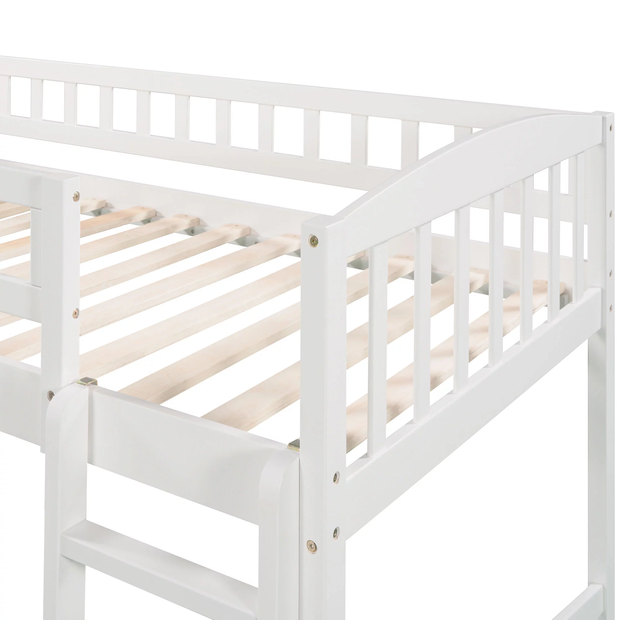 Double loft bed with slide and ladder, white works well with a variety of decor styles, allowing you to easily elevate and enhance your space