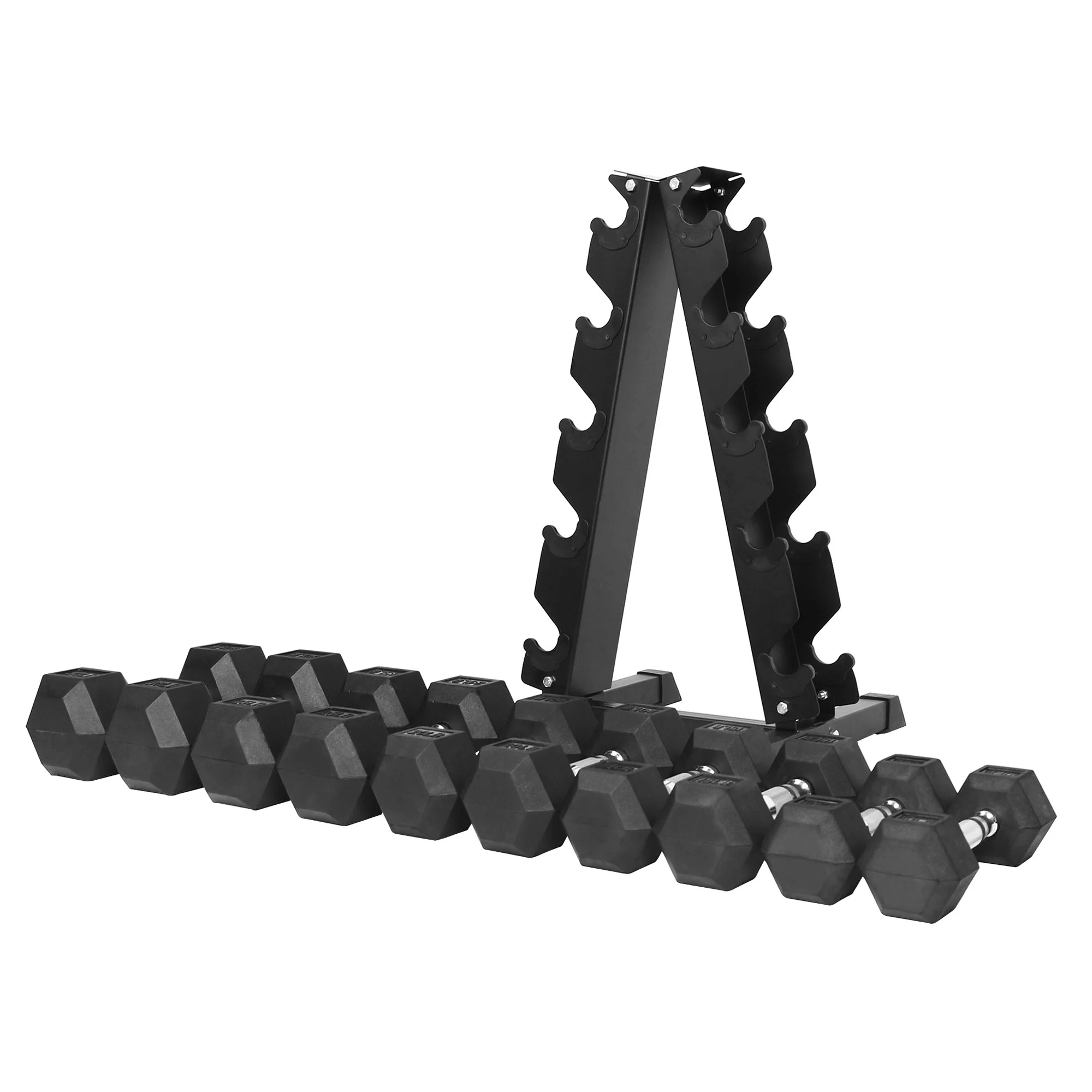 BalanceFrom Signature Alloy Steel 200 lb Rubber Encased Hex Dumbbell Set