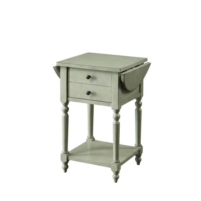 Bowery Hill Wood Drop-Leaf Side Table in Antique Gray Finish