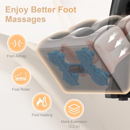 2025 Massage Chair Full Body, Zero Gravity Massage Chair with 10 Fix Rollers, Heating, Foot Massage, Auto Modes, Bluetooth Speaker