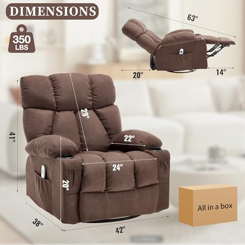 Recliner Chair with Massage and Heat, Rocker Recliner Chairs for Adults, Overstuffed Nursery Rocking Chairs for Living Room
