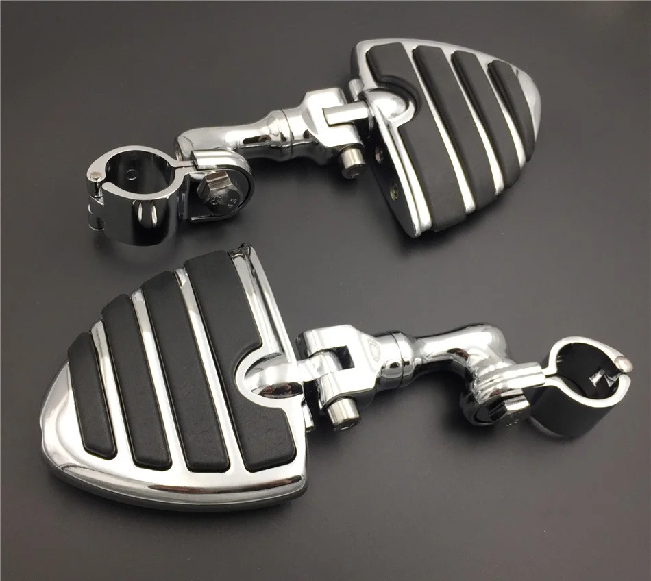 HTT-MOTOR Chrome Short Angled Peg Mounting Kit with U Shape Foot Peg Footrest For Bike with 1 inch (1") 25mm Front Engine Guard Frame Tube Iron 883