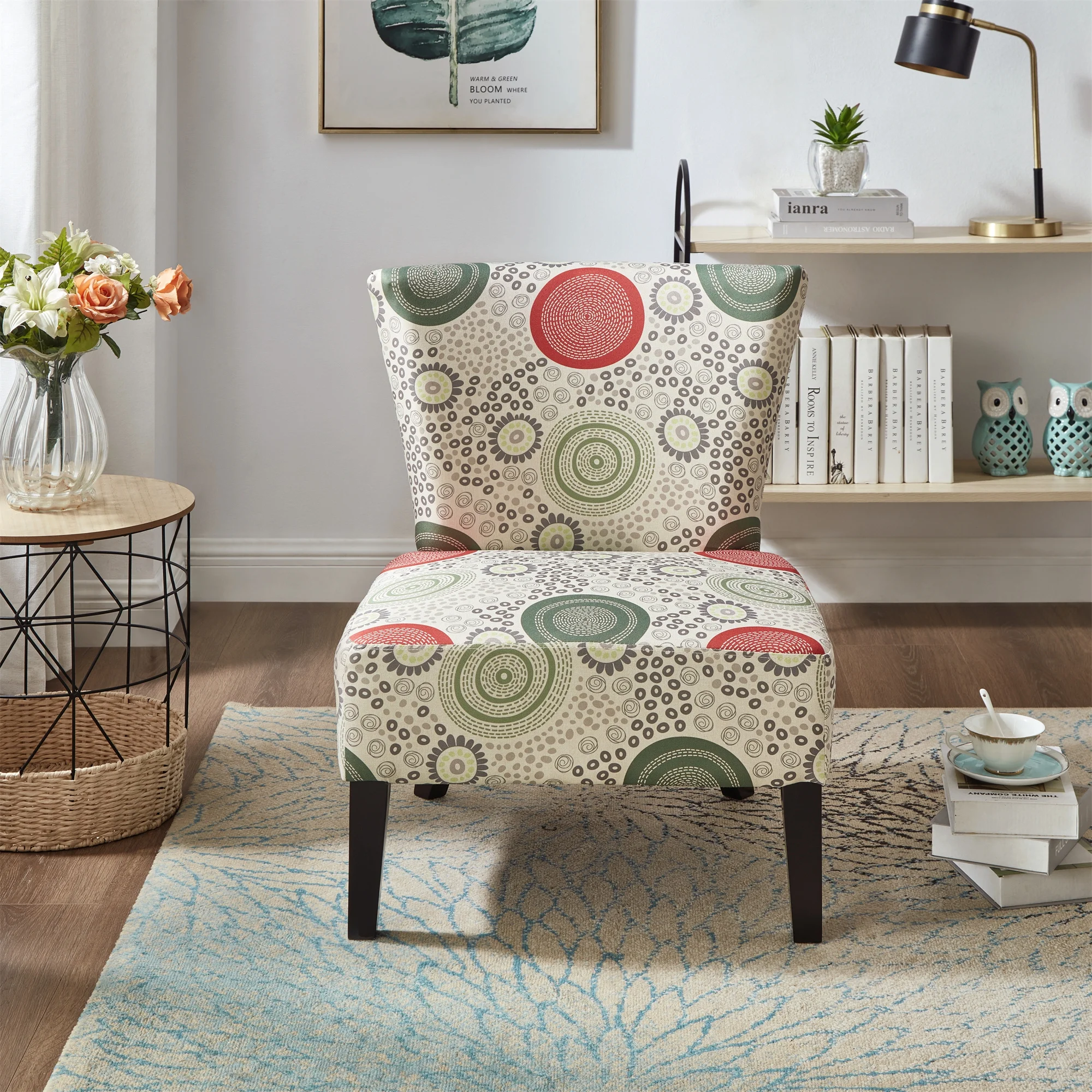 GEXPUSM Armless Accent Chair Set of 2, Modern Living Room Chairs with Thick Cushion & Solid Wood Legs, Fabric Comfy Bedroom Chair