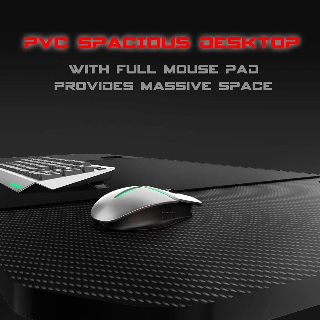 Waleaf Ergonomic Gaming Desk 55 Inch, T Shaped Office PC Computer Desk with Full Desk Mouse Pad, Gamer Tables with Gaming Handle Rack