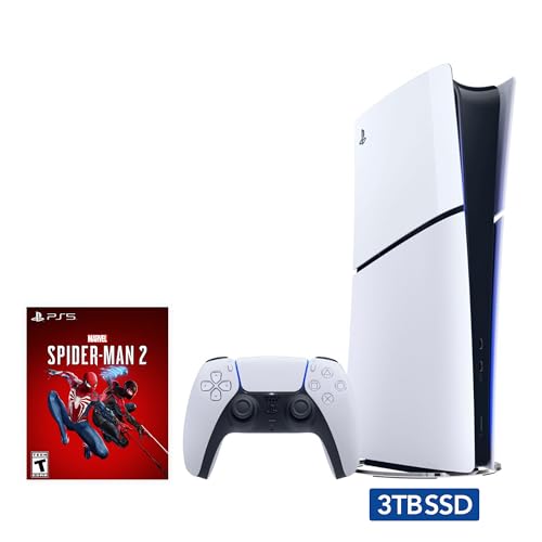 2023 New PlayStation 5 Slim Upgraded 3TB Disc Edition Marvel Spider-Man 2 Bundle - White, Slim PS5 3TB PCIe SSD Gaming Console