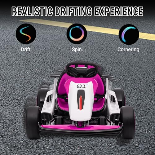 Kids Go Kart, Ride On Drift Kart with Dual 200W Motors, 24V Battery Powered Electric Drift Car, Outdoor 2-Speed Ride On Racing Toy for Boys Girls 6+